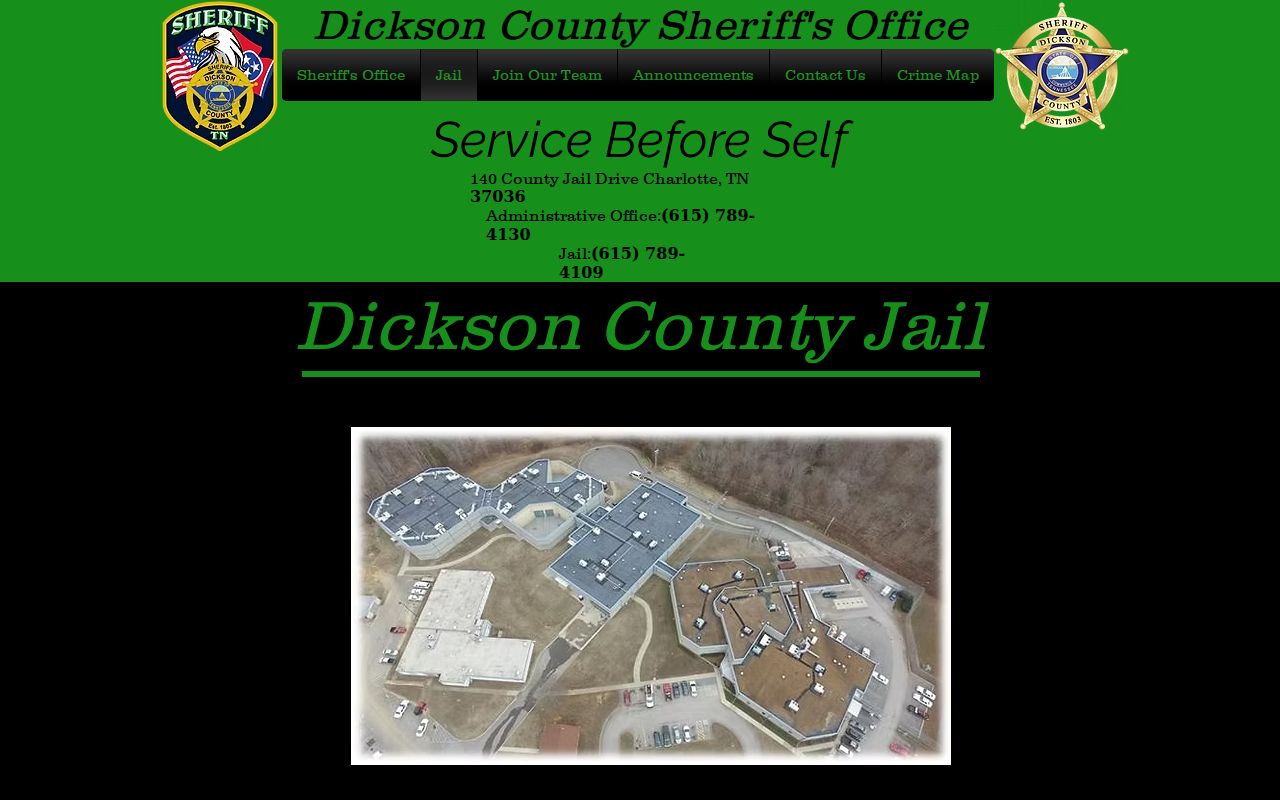 Dickson County Sheriff jail information page