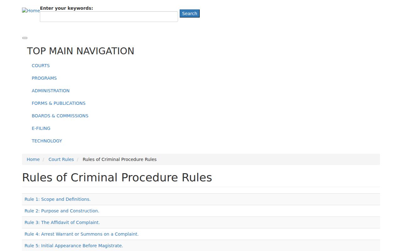 Tennessee court rules index for arrest and warrant procedure