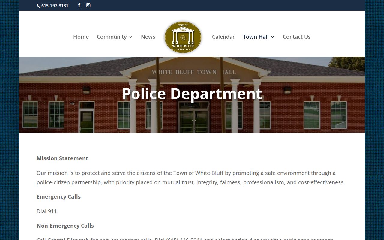 White Bluff Police Department information and non-emergency routing